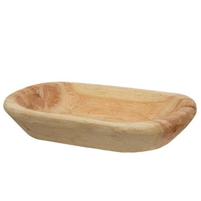 Carved Raw Wood Petite Oval Decorative Dough Bowl