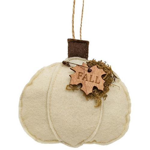 Cream Fall Pumpkin Felt Ornament