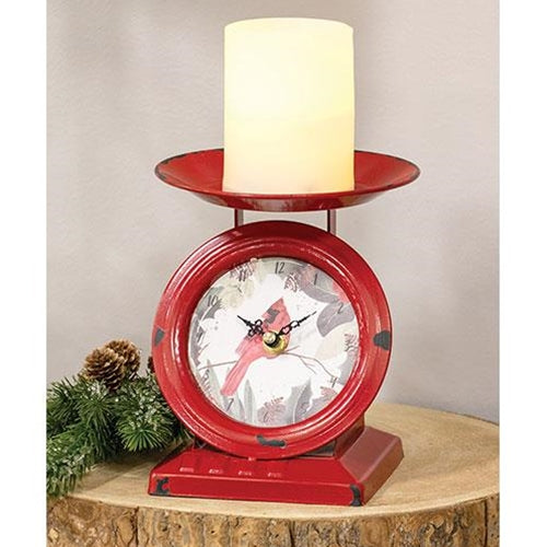 Vintage-Style Christmas Cardinal Old Town Scale Clock