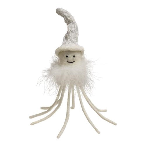 White Octopus Felt Ornament 6.5" H