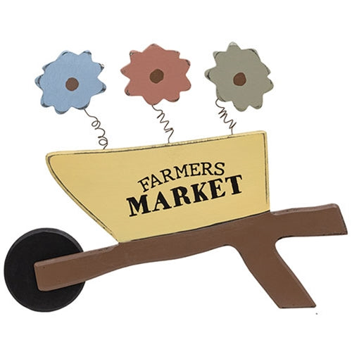 Farmers Market Wheelbarrow Wood Sign with Springy Flowers – Blueberry ...