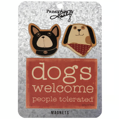 Dogs Welcome People Tolerated Magnet Set