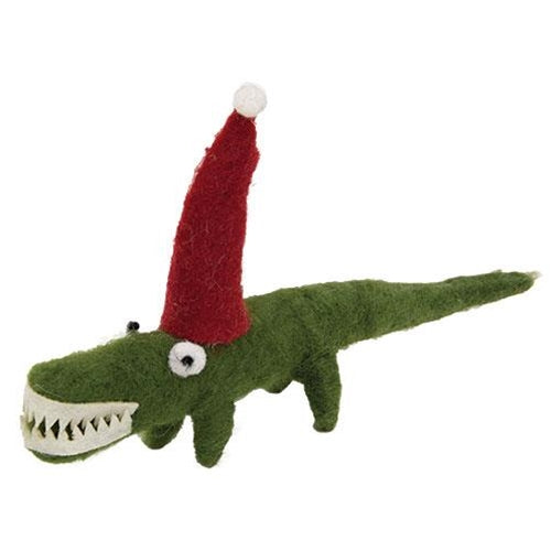💙 Alligator in Santa Hat Felt Ornament