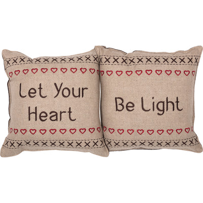 Set of 2 Merry Little Christmas Pillows Let Your Heart Be Light