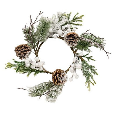 Flocked Berry Pine 8" Faux Evergreen Ring