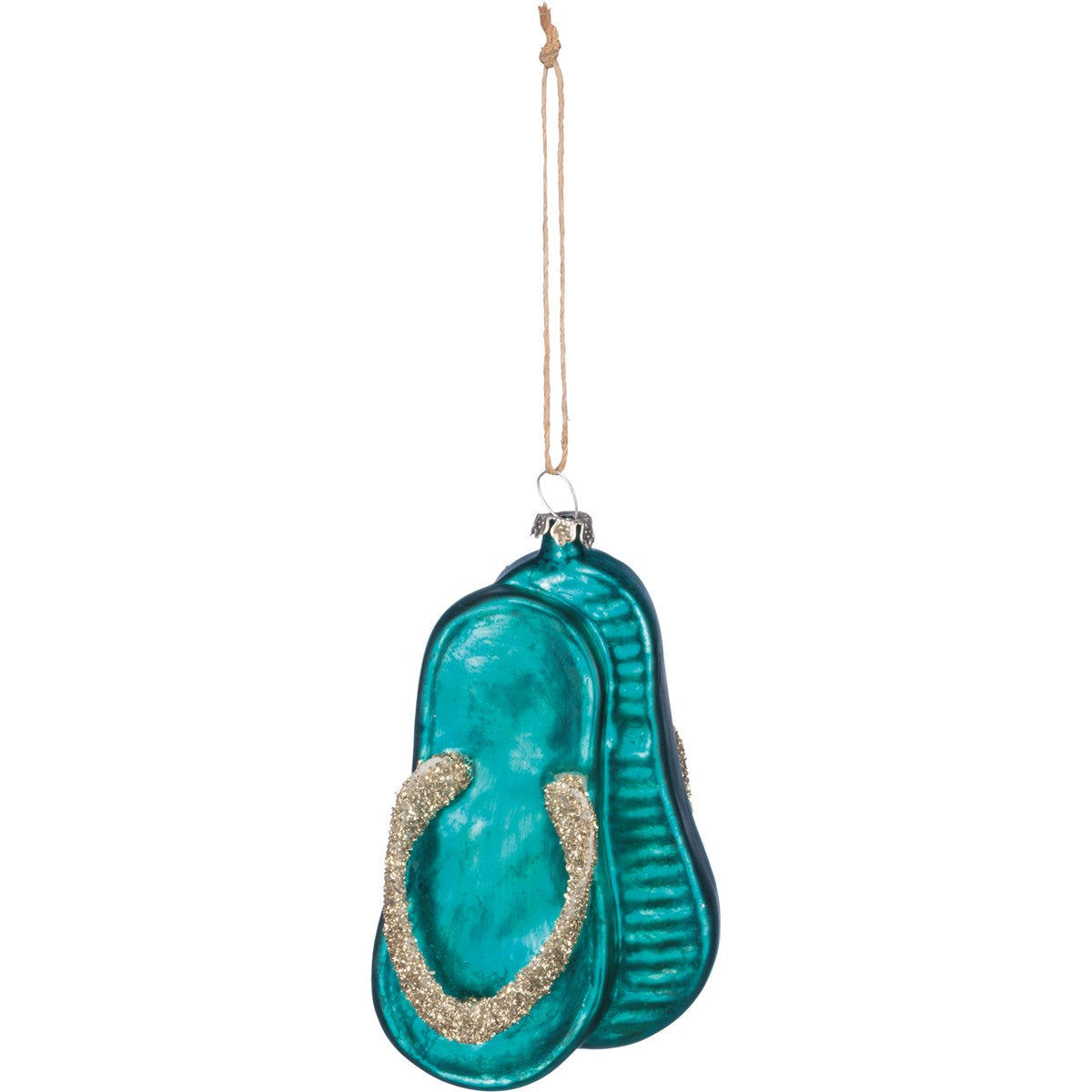 💙 Flip Flops with Glitter Glass Ornament