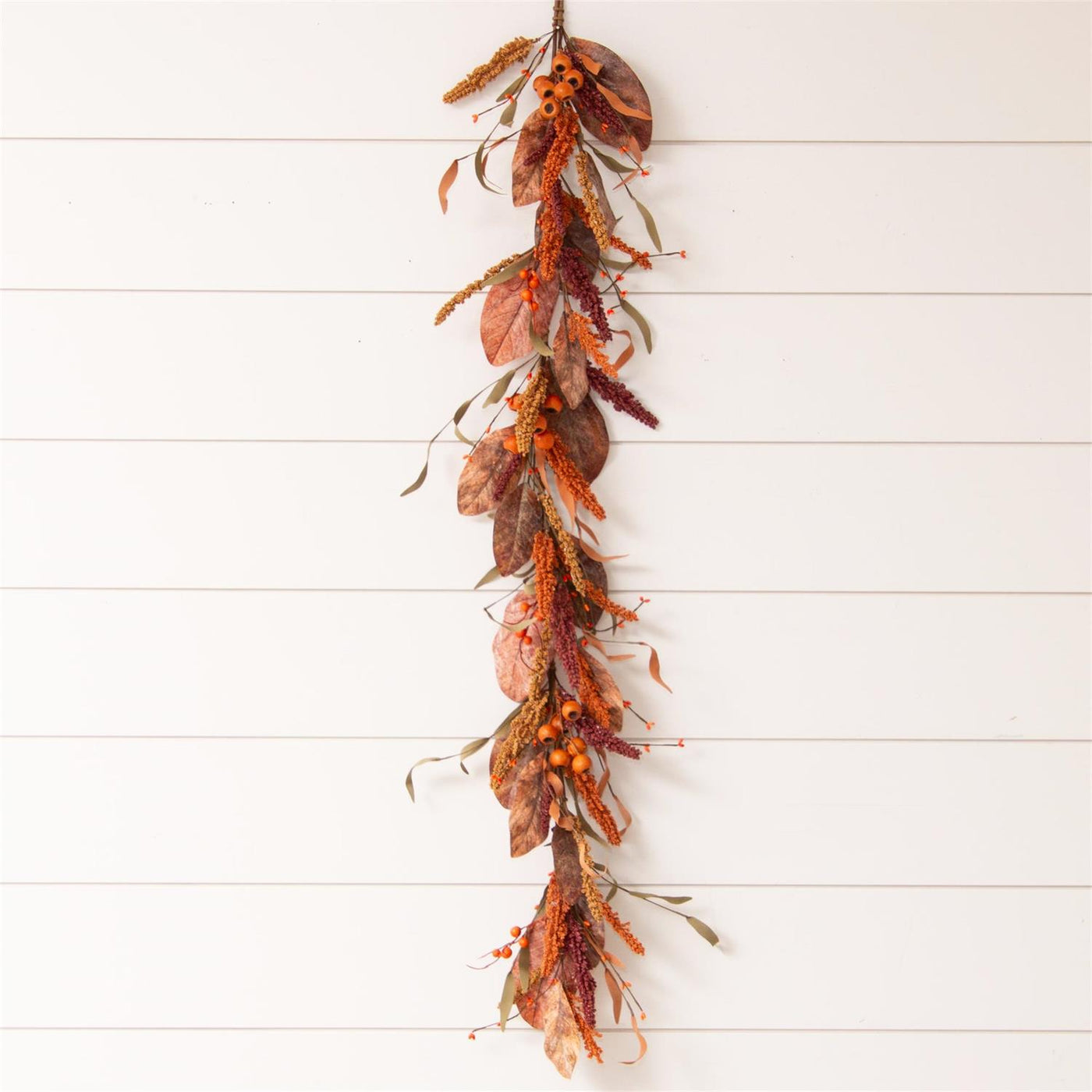 Fall Leaves and Pods 54" Faux Foliage Garland