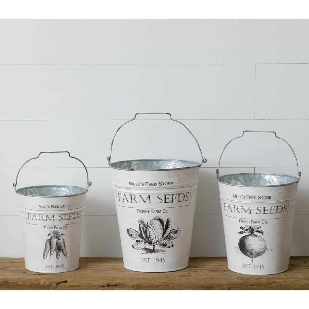 Set of 3 Mulls Feed Store Buckets