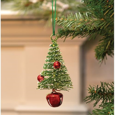 Merry Fairy Bottlebrush Tree on Bell Ornament 5" H