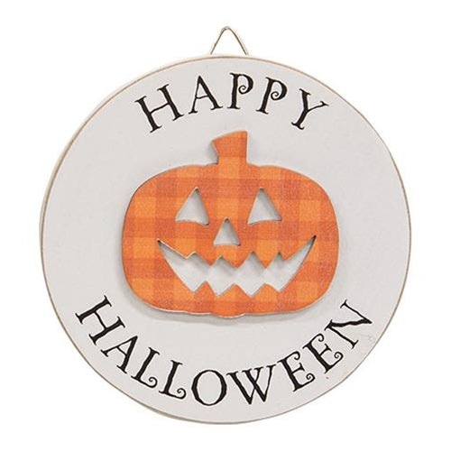 Happy Halloween Jack O" Lantern 4" Circle Easel Sign