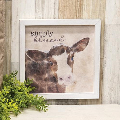 💙 Simply Blessed Calf Framed 11.75" Sign