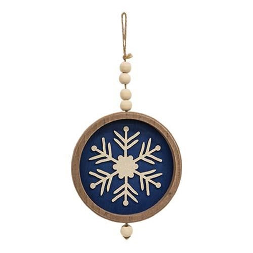 Set of 2 Snowflake Beaded Round Ornaments