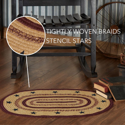 Americana Potomac With Stencil Stars Jute 30" Oval Rug