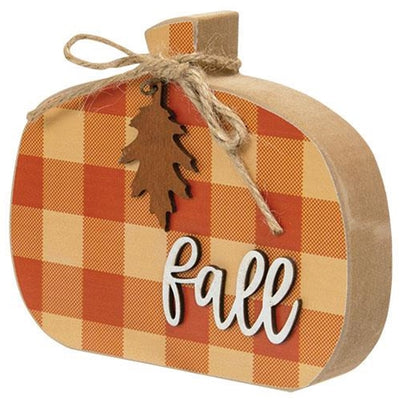 🫐 BLUEBERRY DAYS 💙 Fall Buffalo Check Chunky Pumpkin Sitter Sign