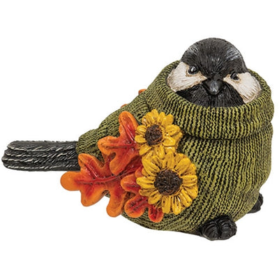 Set of 3 Harvest Sweater Birds with Sunflowers Resin Figures
