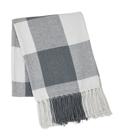 Annie Buffalo Check Grey Woven Throw 50" x 60"