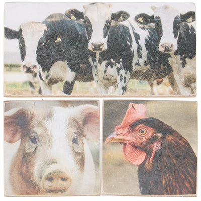 Set of 3 Farm Animals Cow Pig Chicken Magnet Set