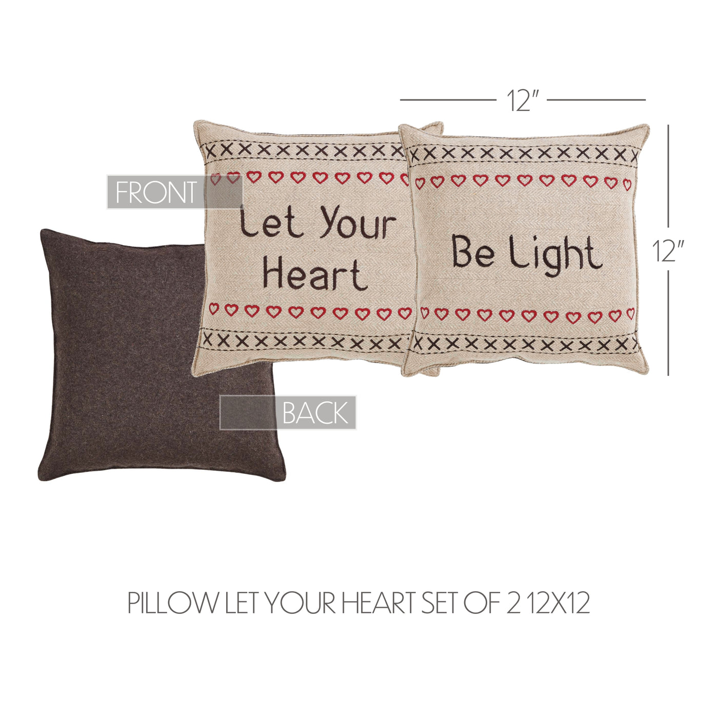 Set of 2 Merry Little Christmas Pillows Let Your Heart Be Light