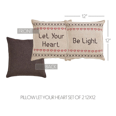 Set of 2 Merry Little Christmas Pillows Let Your Heart Be Light