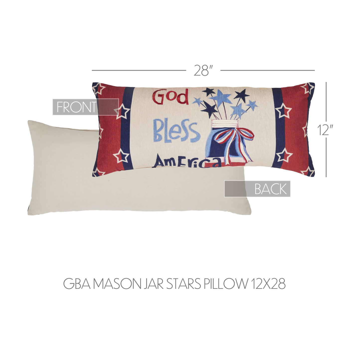 DAY 19 ❤️🫐 20 RED WHITE + BLUEBERRY DAYS God Bless America Mason Jar and Stars Accent Pillow