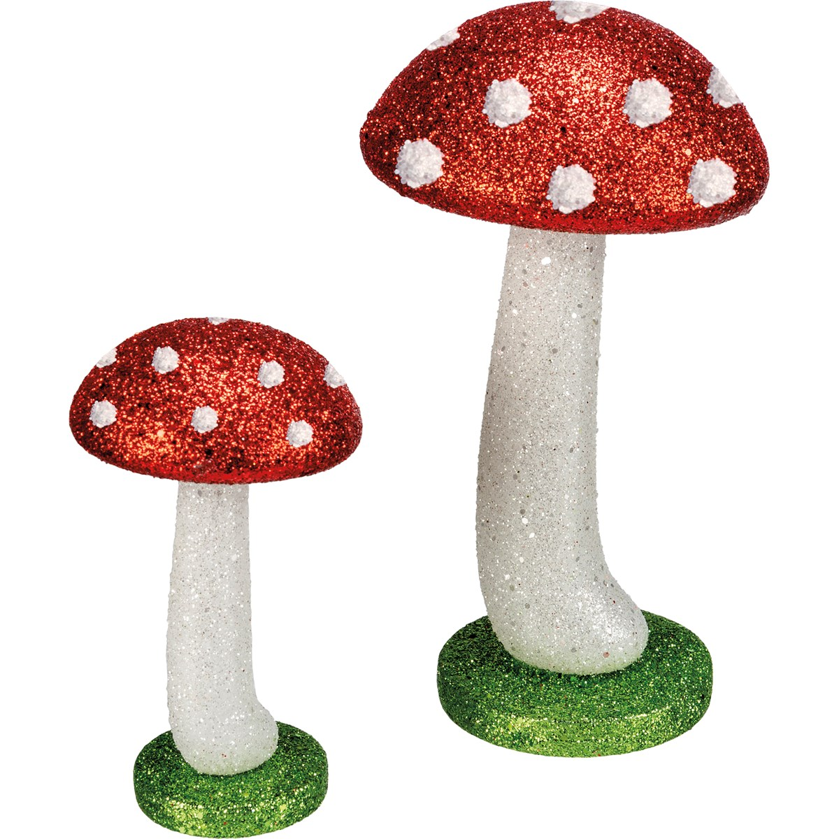 🎄💙 Set of 2 Glittered Mushroom Figures