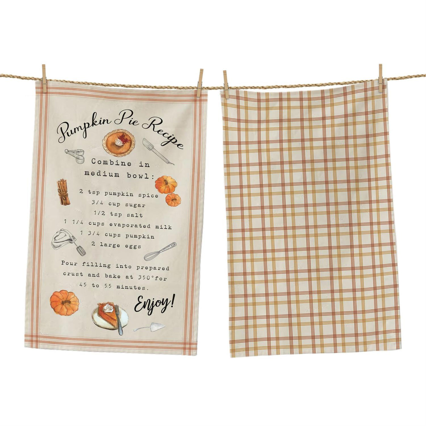 Pumpkin Pie Recipe Tea Towel Set