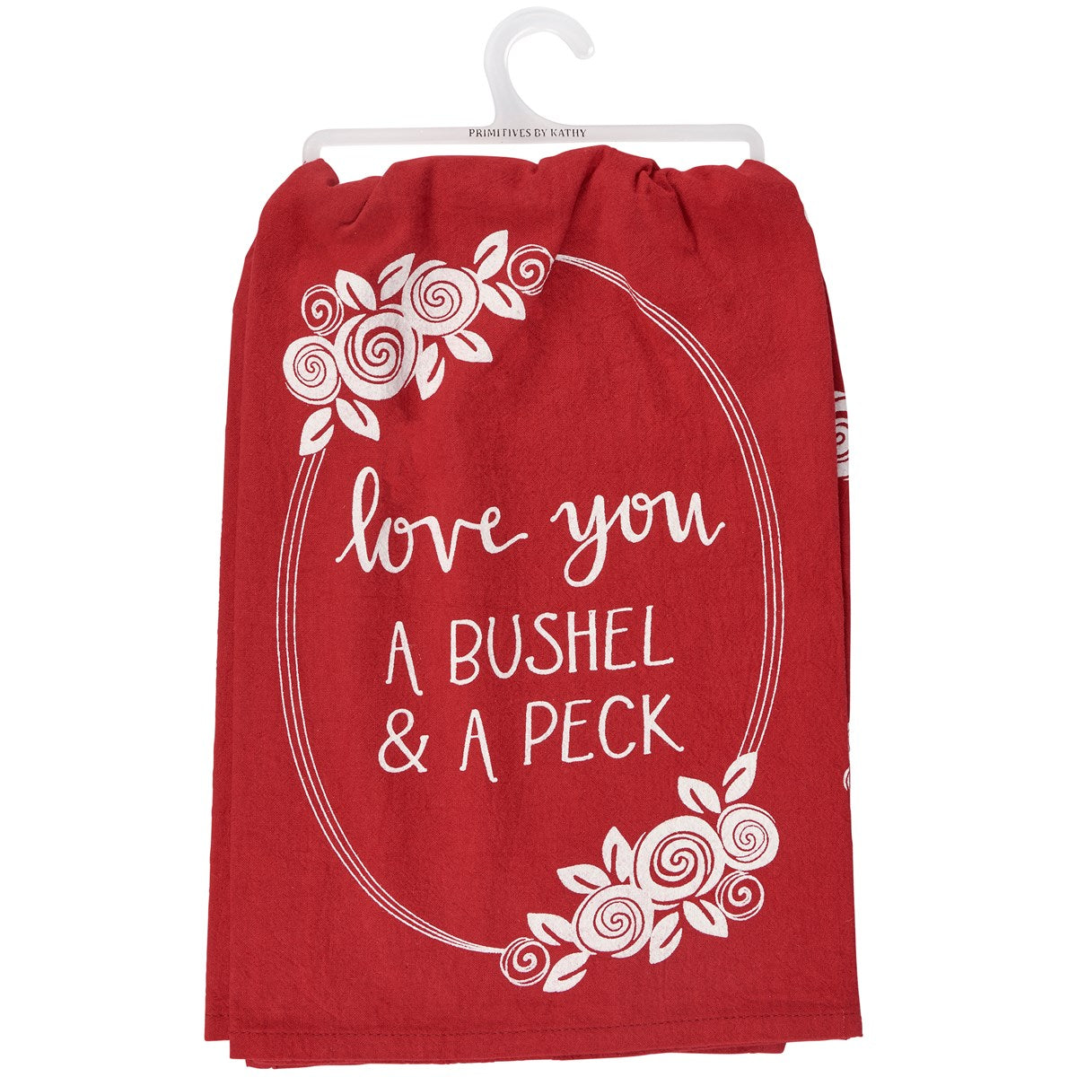 Love You A Bushel & A Peck Red Kitchen Towel