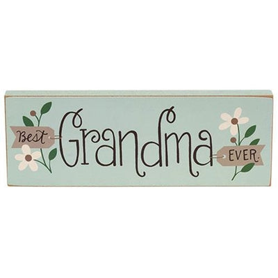 Best Grandma Ever Wooden Floral Block Sign