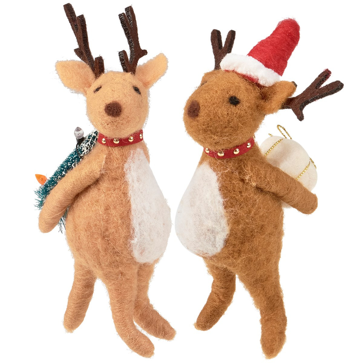 Mr and Mrs Reindeer Give Gifts Felt Figures