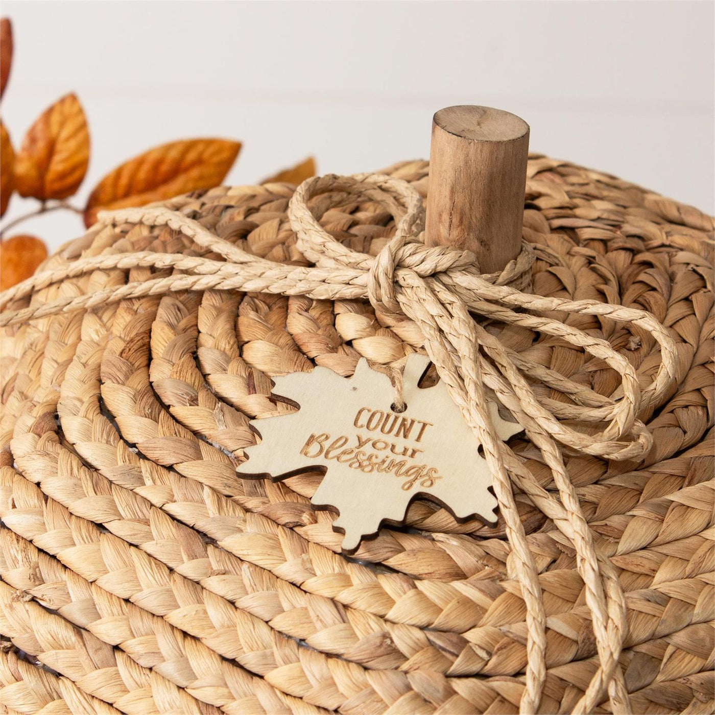 Set of 2 Woven Hyacinth Nested Pumpkins