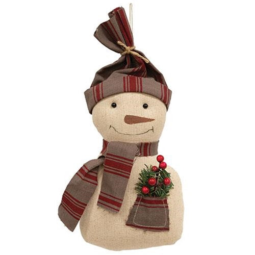 Red Stripe Hat and Scarf Snowman with Hanger