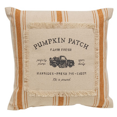 🎄💙 Pumpkin Patch Truck Orange Ticking Stripe 10" Accent Pillow