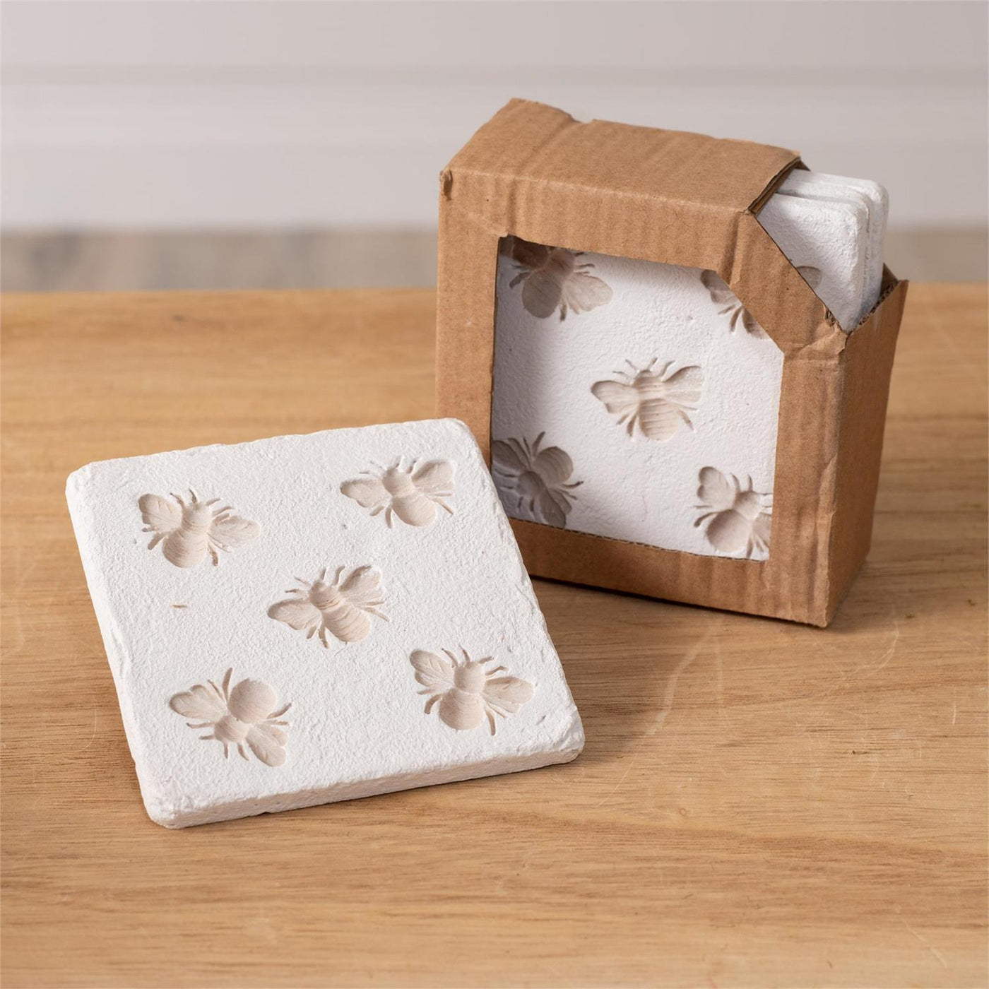 Set of 4 Bee Imprint Resin Coasters