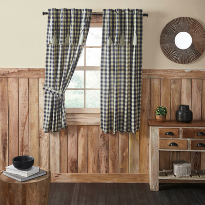 My Country Short Panel with Attached Scalloped Layered Valance Set of 2