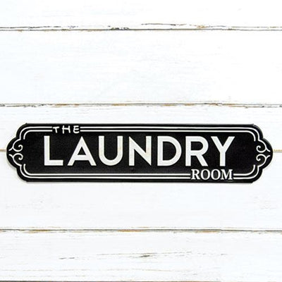 The Laundry Room Black Metal Sign 18"