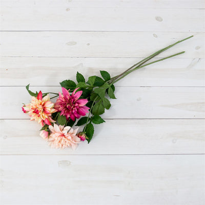 Pink Shades Dahlias and Buds 29" Faux Floral Spray