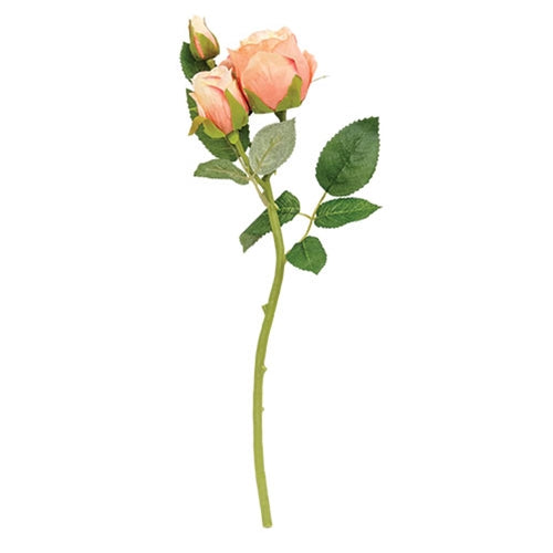Blooming Peach Roses 17" Faux Floral Stem