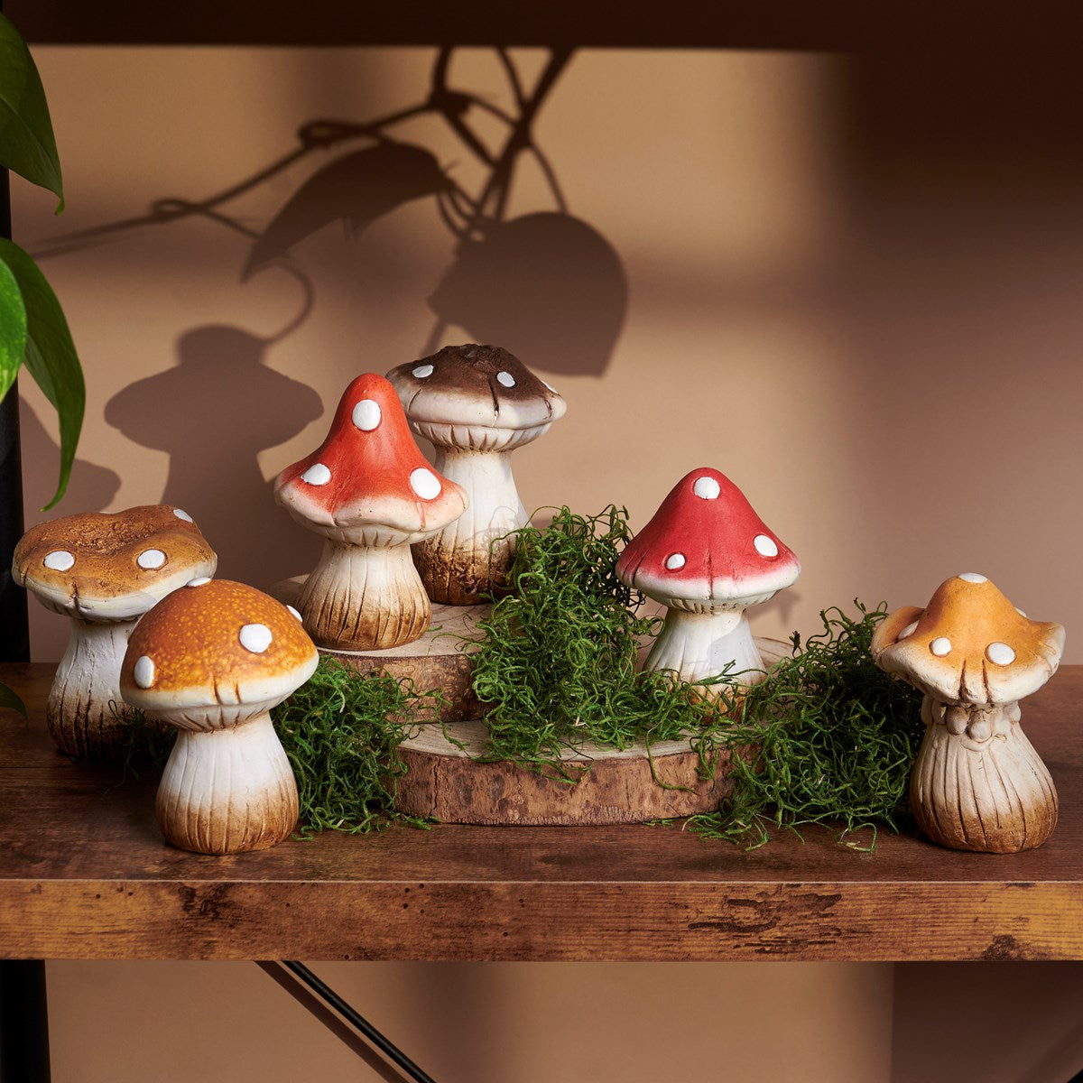 Set of 6 Assorted Mushrooms Figurines 4.25"