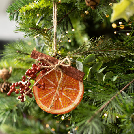 Faux Orange Slice Berry and Greens Ornament