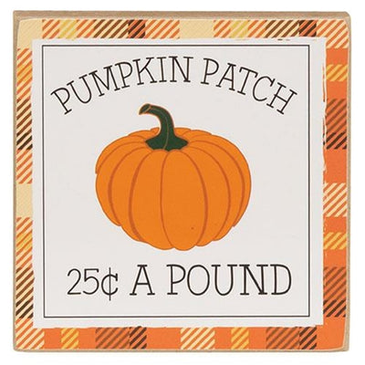Set of 2 Pick Your Own Pumpkin Patch 4" Square Wooden Block