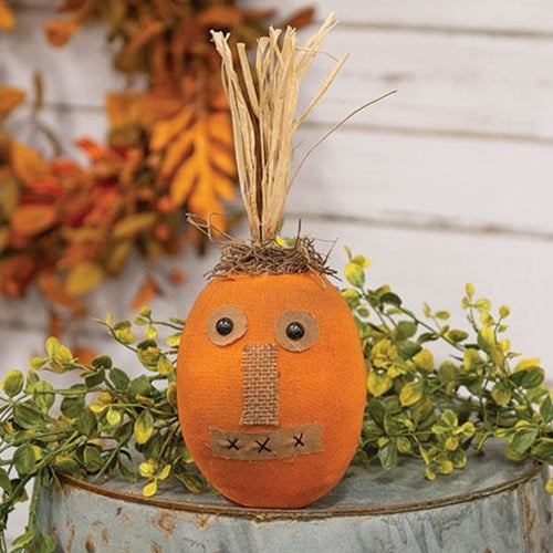 DAY 14 🎃 31 DAYS OF SPOOKYWEEN Stuffed Primitive Orange Jack Face