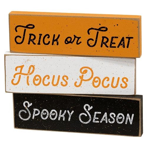 💙 Set of 3 Trick or Treat Splattered Halloween Skinny Mini Blocks