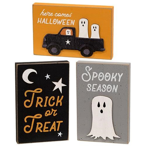 Set of 3 Halloween Layered Block Signs 4" x 6"