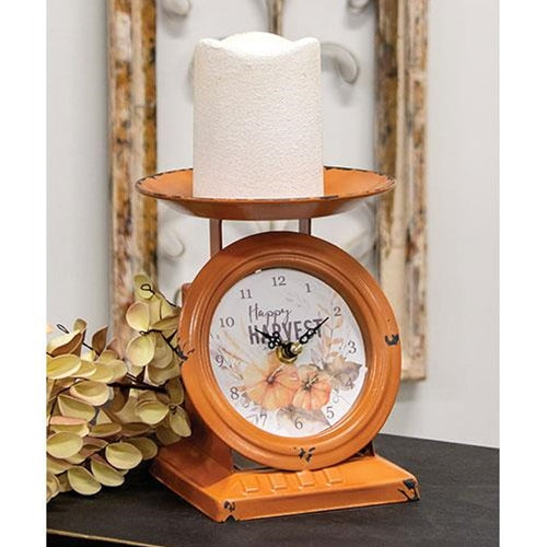 Vintage-Style Happy Harvest Old Town Scale Clock