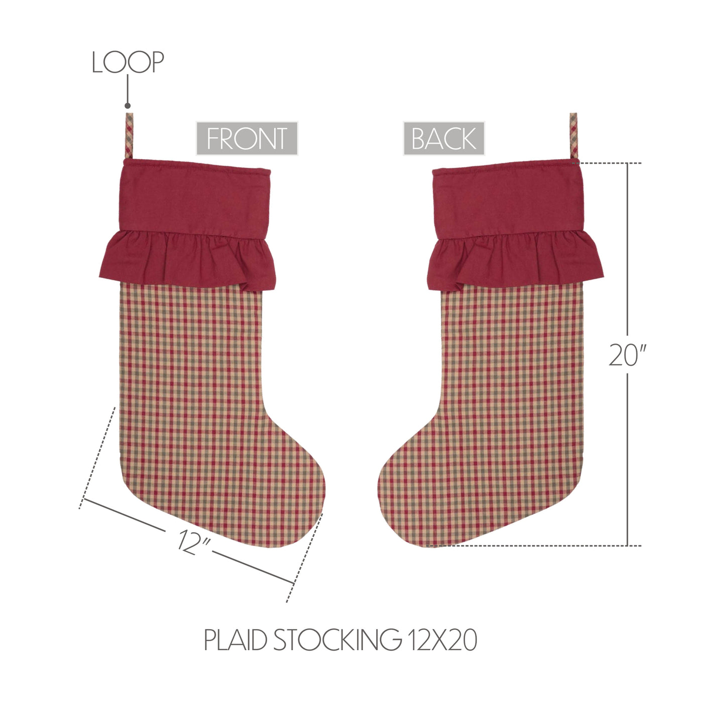 Jonathan Plaid Christmas Stocking 20"