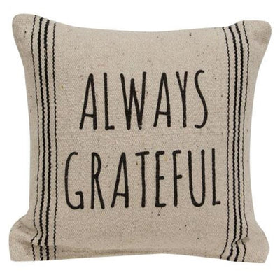 Always Grateful 10" Striped Natural Pillow