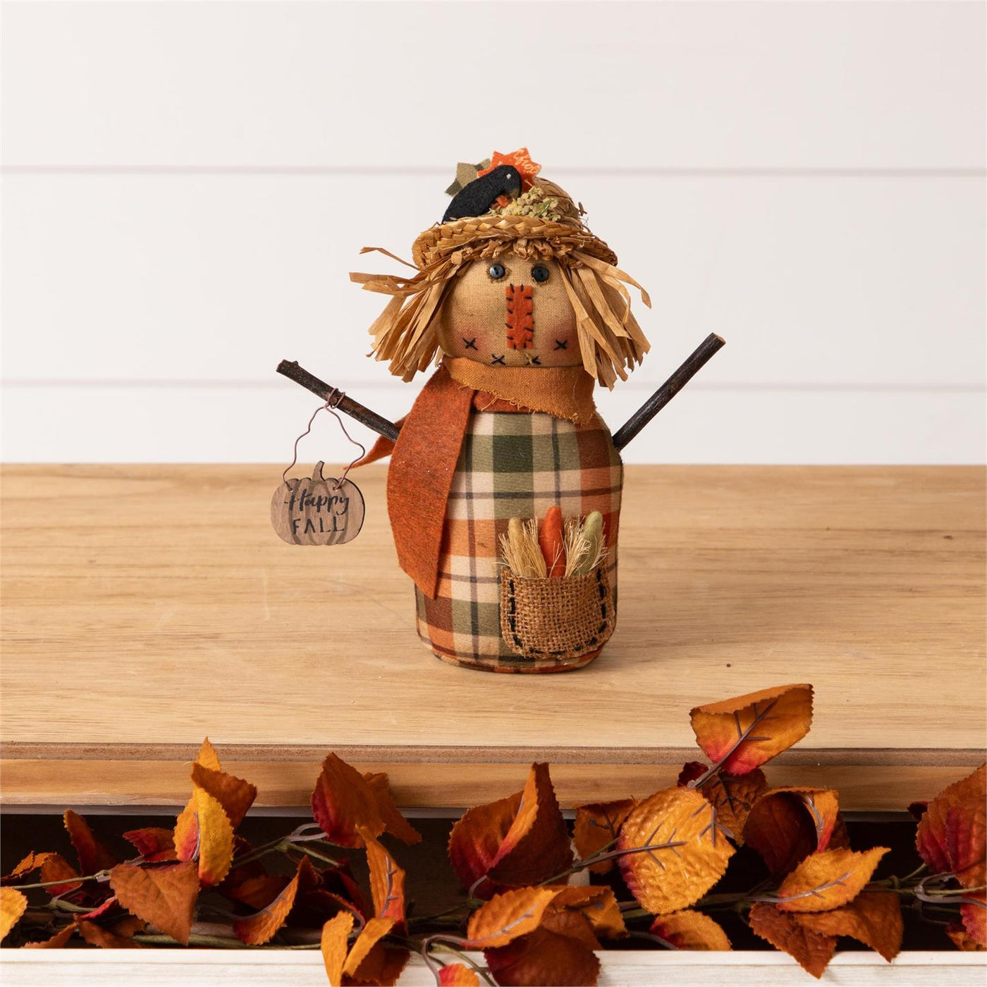Scarecrow Happy Fall Pumpkin 9" H Figure