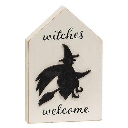 DAY 14 🎃 25 Days of SUMMERWEEN Witches Welcome Silhouette 5.5" Wooden Block