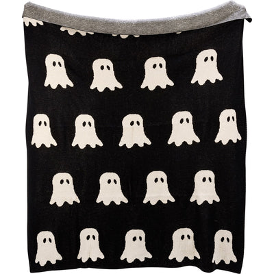 Ghosts Black and White Halloween Throw Blanket