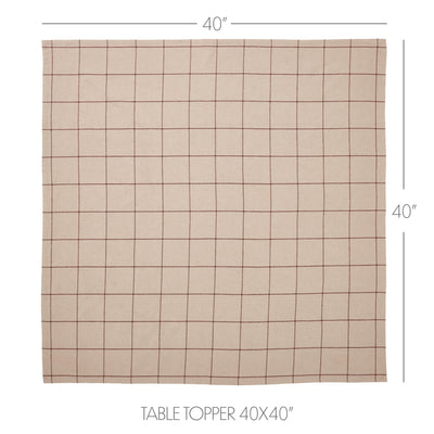 Connell Tan and Burgundy Table Topper 40" Square